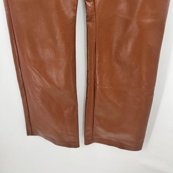 Aritzia Wilfred The Melina Faux Leather Straight Leg Pants Cognac Brown size 6 - Picture 7 of 12